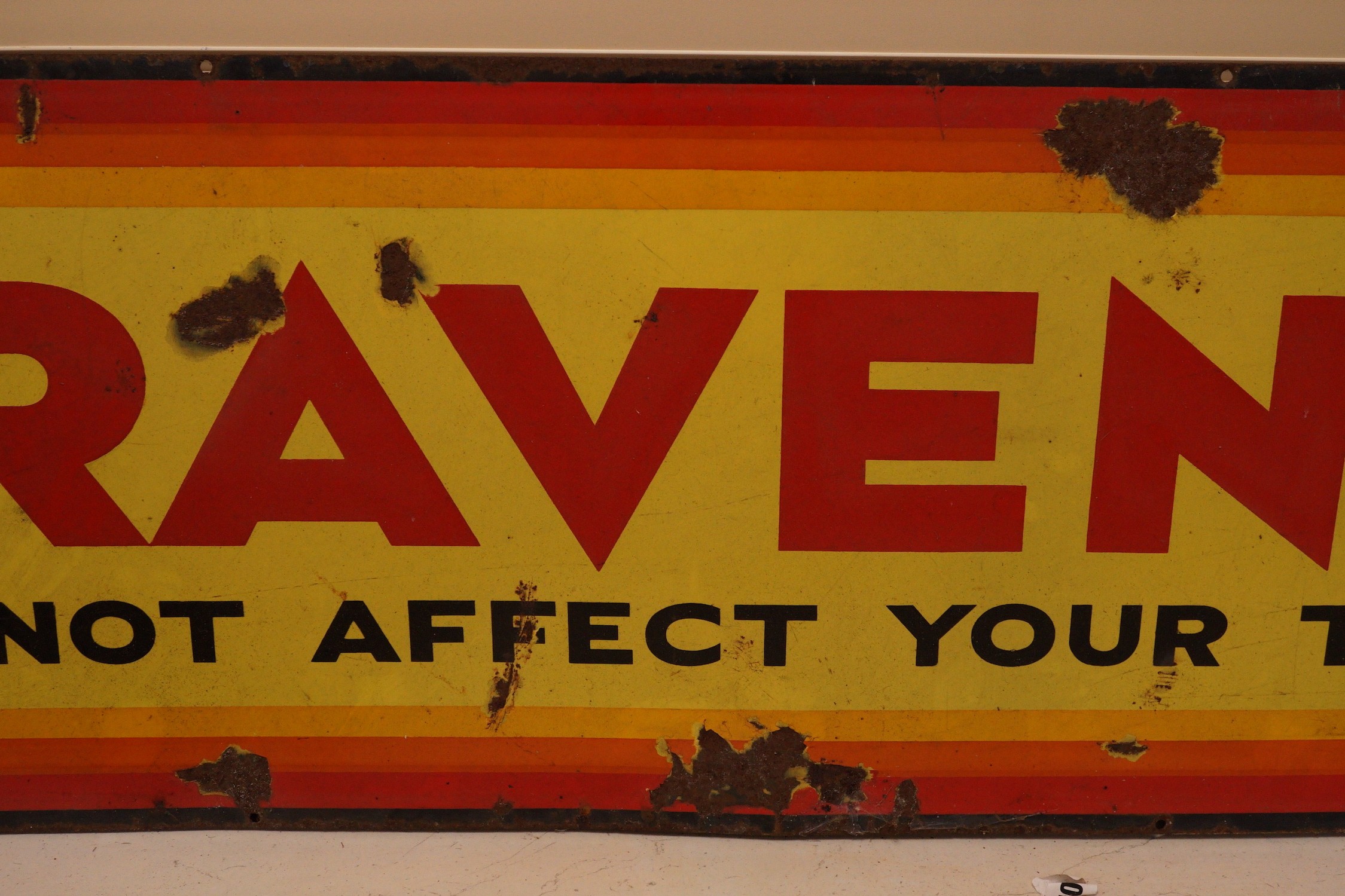 A ‘Craven 'A' will not affect your throat’ enamel advertising sign, 35x123cm